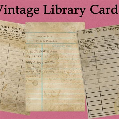 15 Vintage Library Cards Digital Download Printable Etsy