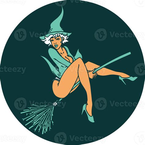 Tattoo In Traditional Style Of A Pinup Witch 45044953 Png