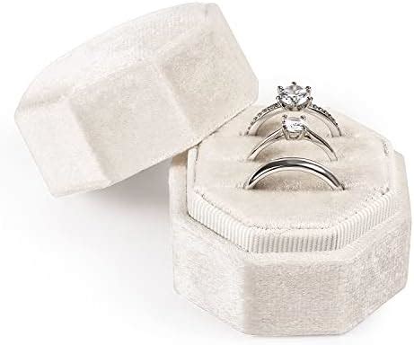 Amazon JIDUO Velvet Ring Box For Proposal 3 Slots Octagon Wedding