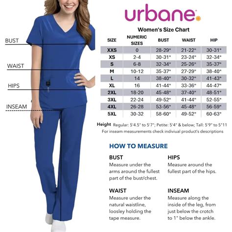 Urbane Womens Fit Scrubs Size Chart Scrub Pro Uniforms