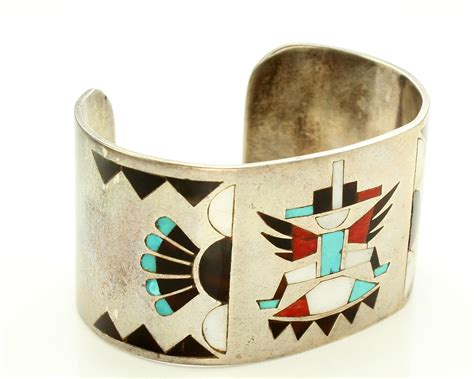 Zuni Lolita Natachu Signed Knifewing Sterling Cuff Bracelet S