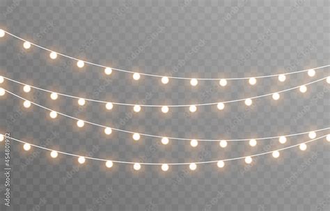 Vector Christmas garland on an isolated transparent background. Light ...