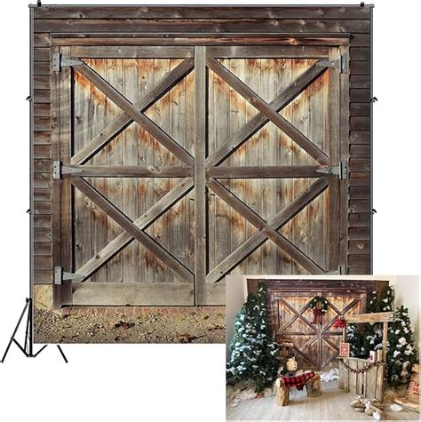 Leowefowa X Ft Vinyl Barn Themed Photography Backdrop Barn Door