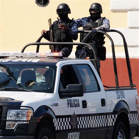 Mexico Police Patrolling In Truck Travel Off Path