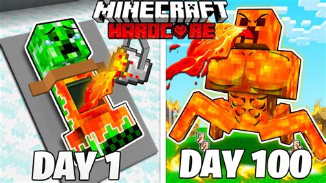 I Survived Days As A Lava Creeper In Hardcore Minecraft Youtube