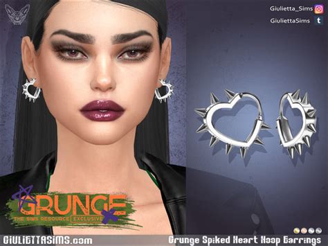 The Sims Resource Grunge Spiked Heart Hoop Earrings