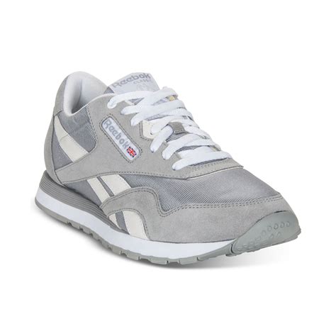 Reebok Classic Nylon Casual Sneakers In Gray For Men Flat Greywhite