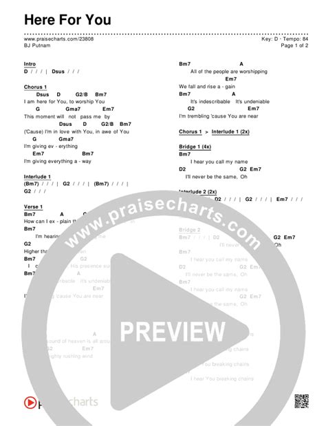 Here For You Chords PDF (BJ Putnam) - PraiseCharts