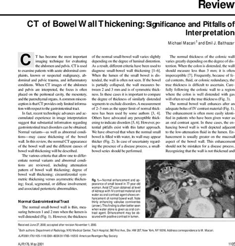 Ct Of Bowel Wall Thickening Significance And Pitfalls Of Interpretation