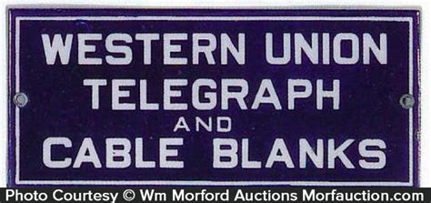 Antique Advertising Western Union Telegraph Sign • Antique Advertising