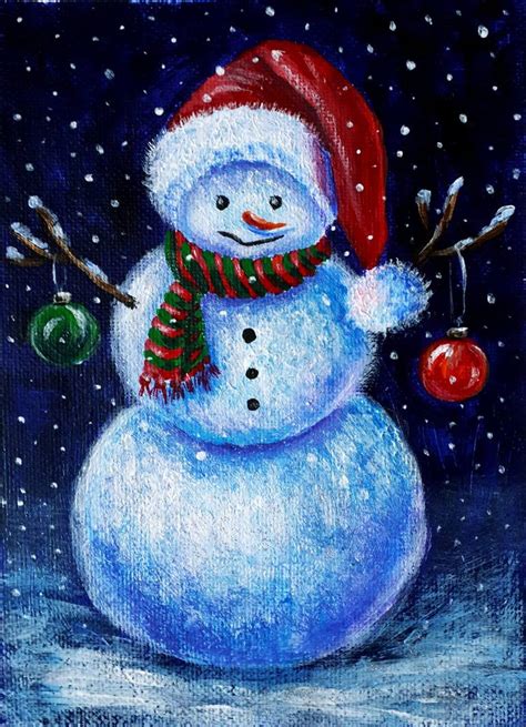 Snowman Painting by Tatyana Orlovetskaya | Saatchi Art