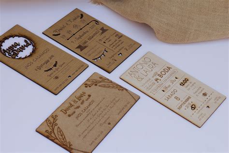 Invitaciones De Boda Grabadas En Madera Y Personalizadas Invitaciones