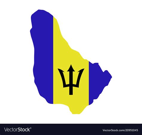 Barbados map with flag Royalty Free Vector Image