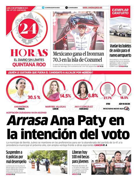 Portadas De Prensa En Quintana Roo 25 De Septiembre Del 2023