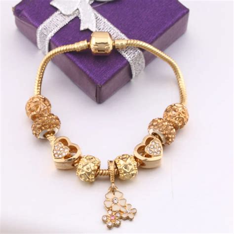 New Famous Brand Jewelry Women Charm Bracelet Pandora Bracelet Gold