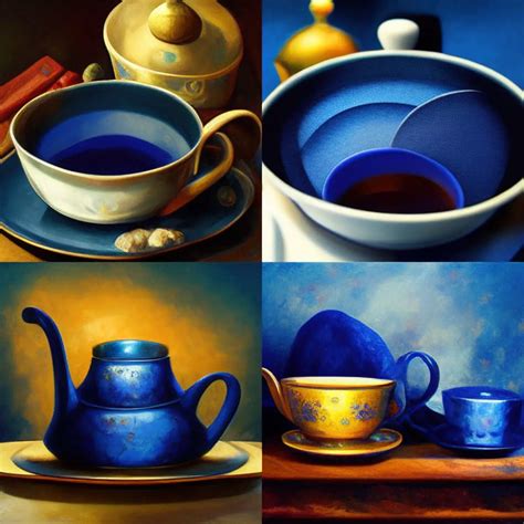 Tea Party Still Life Ultramarine Blue Colors Slap Happy Larry