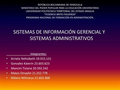 Sistemas De Información Gerencial Ppt