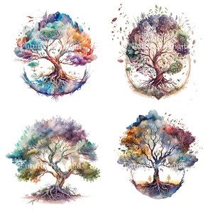 Watercolor Tree Of Life Sublimation PNG Tree Of Life Digital Clipart