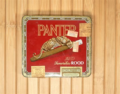 Vintage 60s Panter 20 Senoritas Rood Cigar Metal Tin Cigars Container