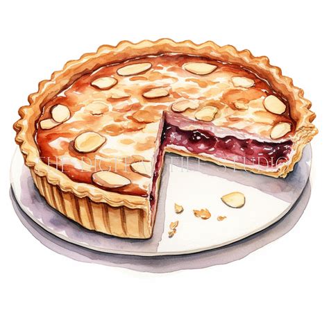 Watercolor Bakewell Tart Clipart Pngjpgpdf Bakewell Tart Digital