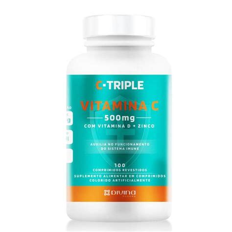 C Triple Vitamina C 500mg Com Vitamina D Zinco 100 Comprimidos Divina Pharma Sundown