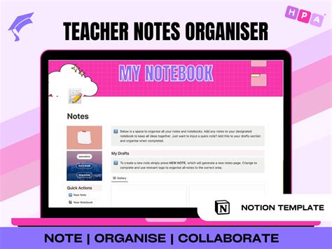 Digital Notion Teachers Notes Organiser - Her PE Aid