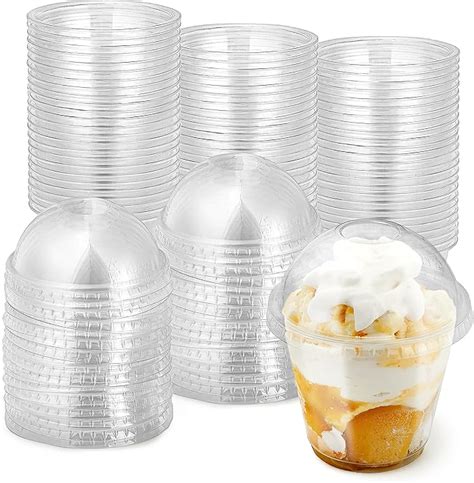 9 Oz Clear Plastic Dessert Cups With Lids Set Of 50 Small