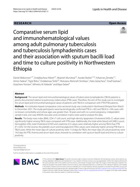 PDF Comparative Serum Lipid And Immunohematological Values Among