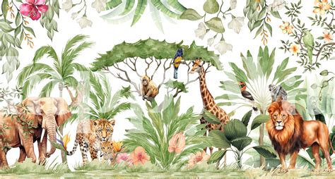 Tropical Nursery Safari Jungle 4 Wallpaper - Buy Online