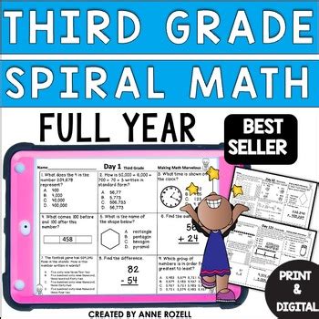 3rd Grade Math Spiral Review Math Morning Work Spiral Review Digital