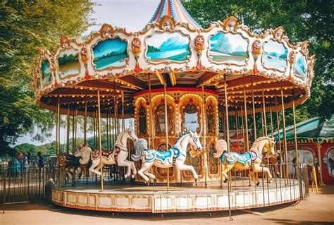 Premium Photo Horses On A Carnival Merry Go Round