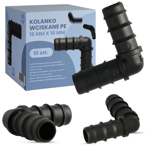 10x KOLANKO PE 16x16 MM WCISKANE WTYK ZŁĄCZKA ŁĄCZNIK WĘŻA WODY