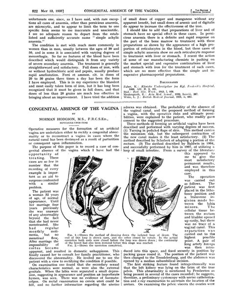 Congenital Absence Of The Vagina The Bmj