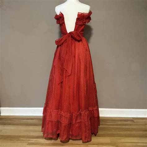 Stunning Rare Gunne Sax S Frilly Red Polka Dot Depop