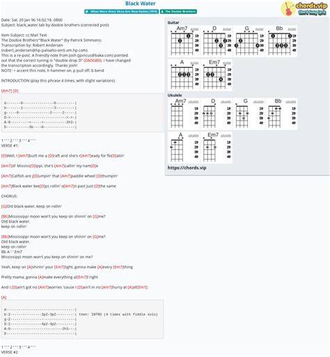 Chord: Black Water - tab, song lyric, sheet, guitar, ukulele | chords.vip