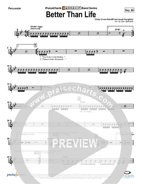 Better Than Life Percussion Sheet Music PDF Travis Cottrell