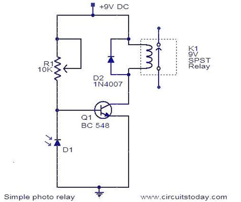 Photo Relay Circuit - Working and Circuit Diagram with Parts List