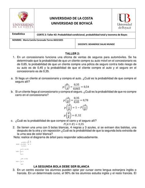 Probabilidad Condicional Probabilidad Total Y Teorema De Bayes Maria