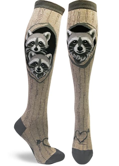 Raccoon Socks Womens Knee High Animal Sock Modsocks Tan Modsocks