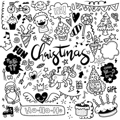 Premium Vector Cute Hand Drawn Christmas Doodles Set