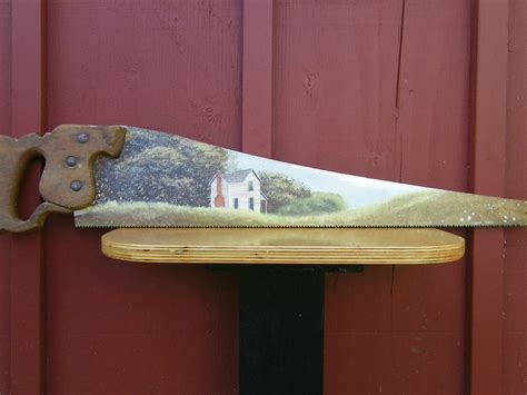 Antique Hand Saw Painted Saw Acrylic Painting Rustic Decor