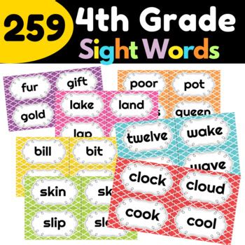 Word Wall Sight Words Flash Cards- 4th Grade (Grade Four) | TPT