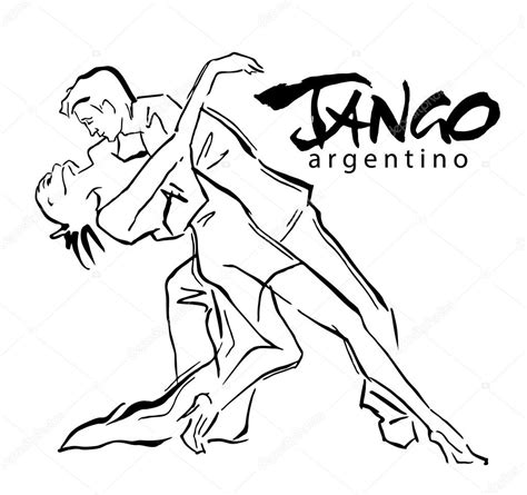 Im Genes Parejas Bailando Tango Para Pintar Dibujo De Vector Hecho