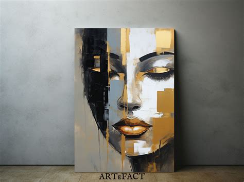 Abstract Realism Boho Style Painting Figurative Abstract Woman Portrait Original Contemporary