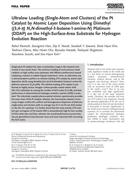 Ultralow Loading Singleatom And Clusters Of The Pt Catalyst By