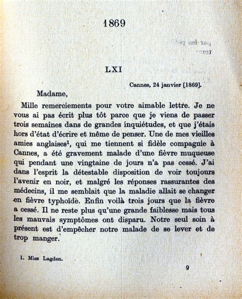 Lettre de Mérimée garde malade de son amie 1869 BH1265