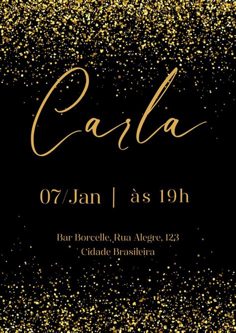 Convite Preto E Dourado - Modelos grátis e personalizáveis de convite - Canva