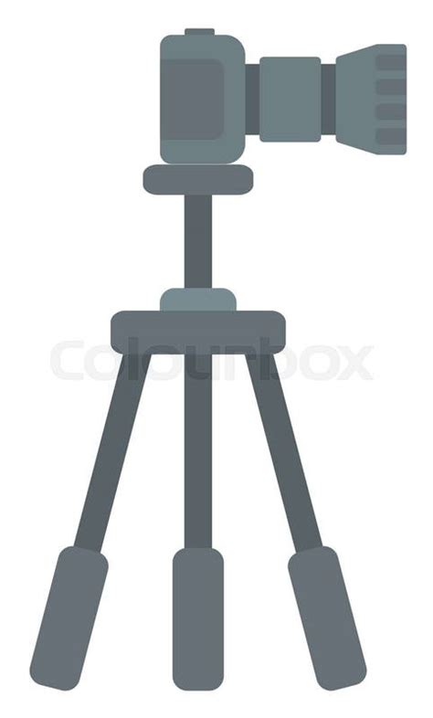 Photo Camera On Tripod Vector Flat Design Illustration Isolated On