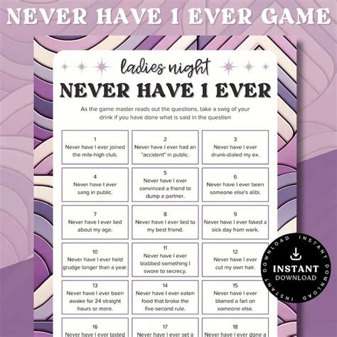 Bachelorette Never Have I Ever Game Galentines Never Have I Ever Funny