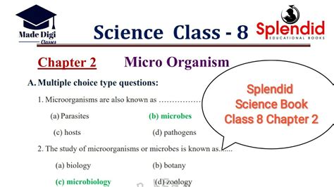 Micro Organism Class 8 Science Chapter 2 Splendid Science Book Solution Youtube